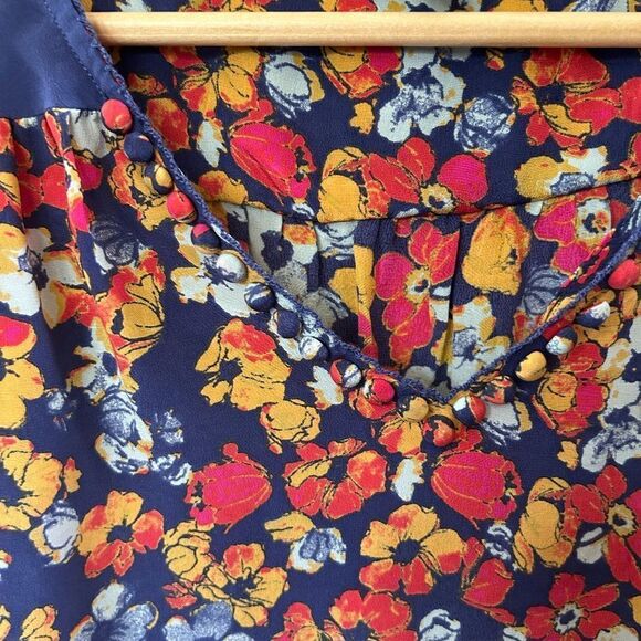 Porridge Medium‎ Silk Blouse Top Floral Anthropologie V-Neck Long Sleeve - Picture 4 of 13